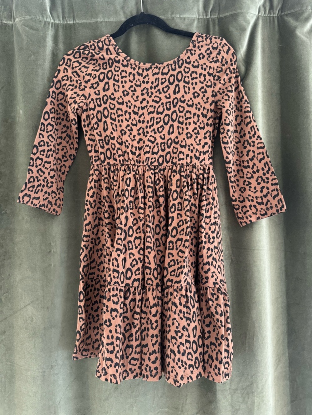 Janie and Jack Rust Leopard Print Tiered Casual Dress size 14